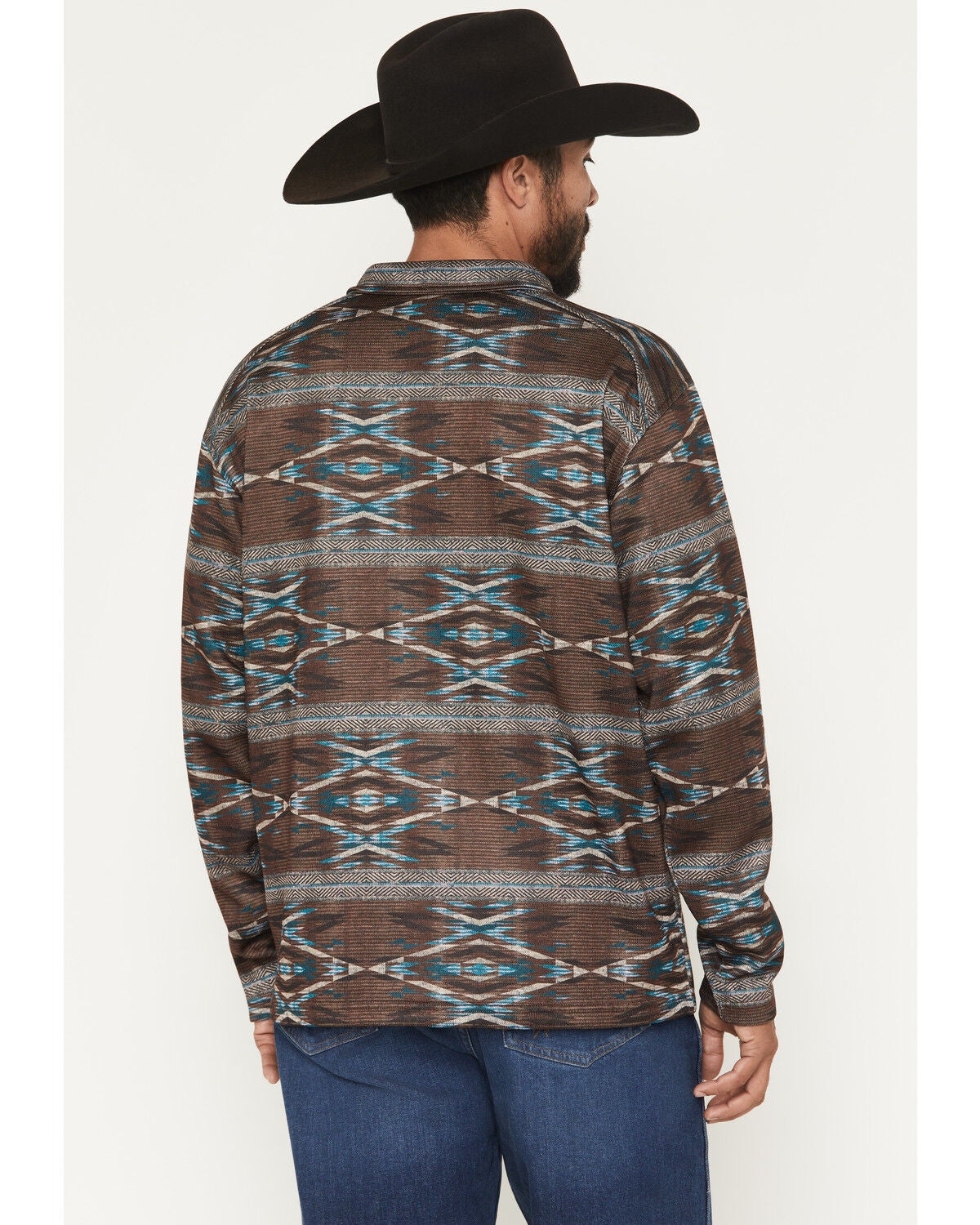 Image #4 - Ariat Men's Caldwell Southwestern Print 1/4 Zip Pullover Sweater, Dark Red, hi-res