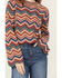 Image #2 - Rock & Roll Denim Women's Zig Zag Print Long Sleeve Bell Sweater, Rust Copper, hi-res