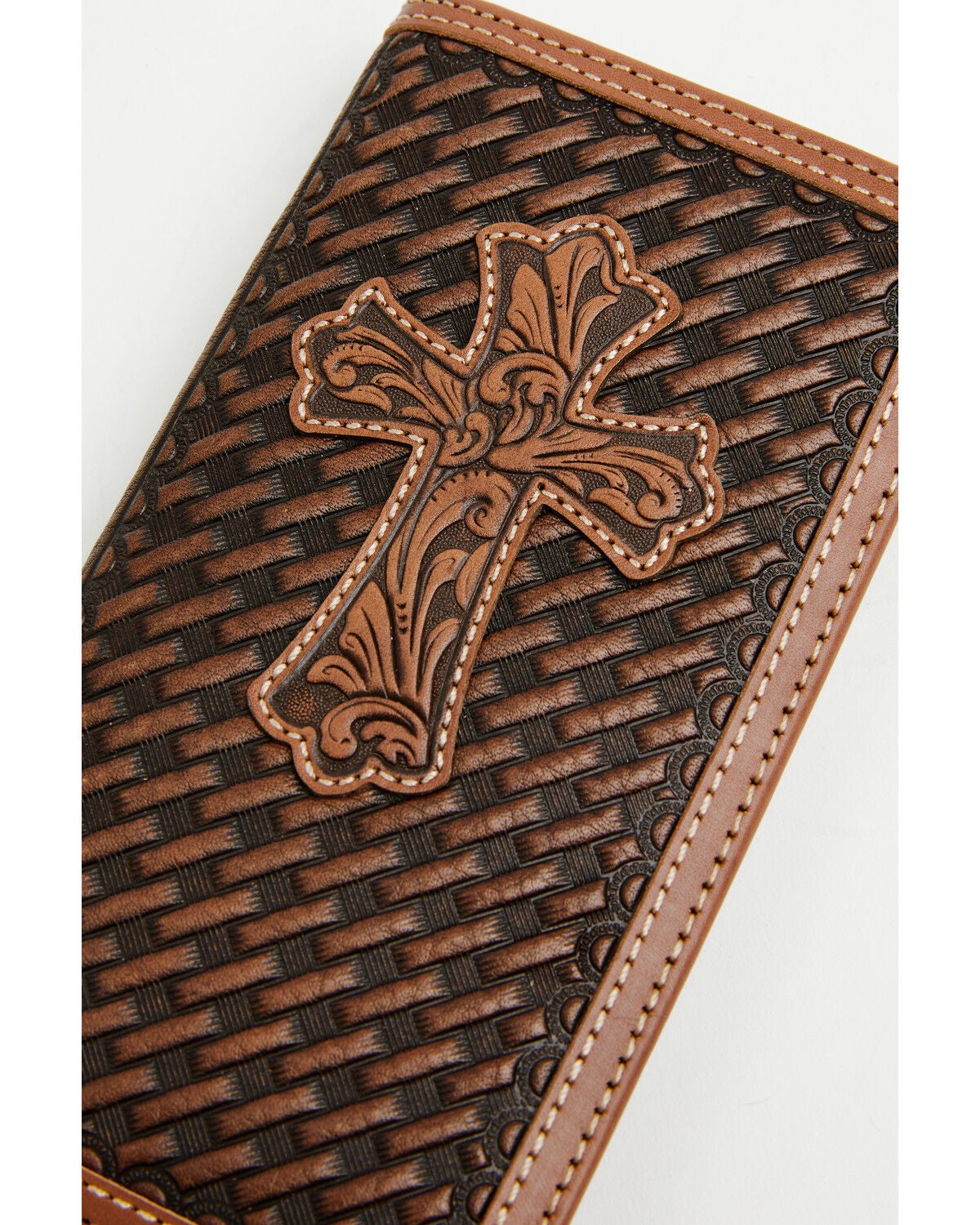 Image #3 - Cody James Men's Wells Basketweave Cross Leather Rodeo Wallet, Brown, hi-res