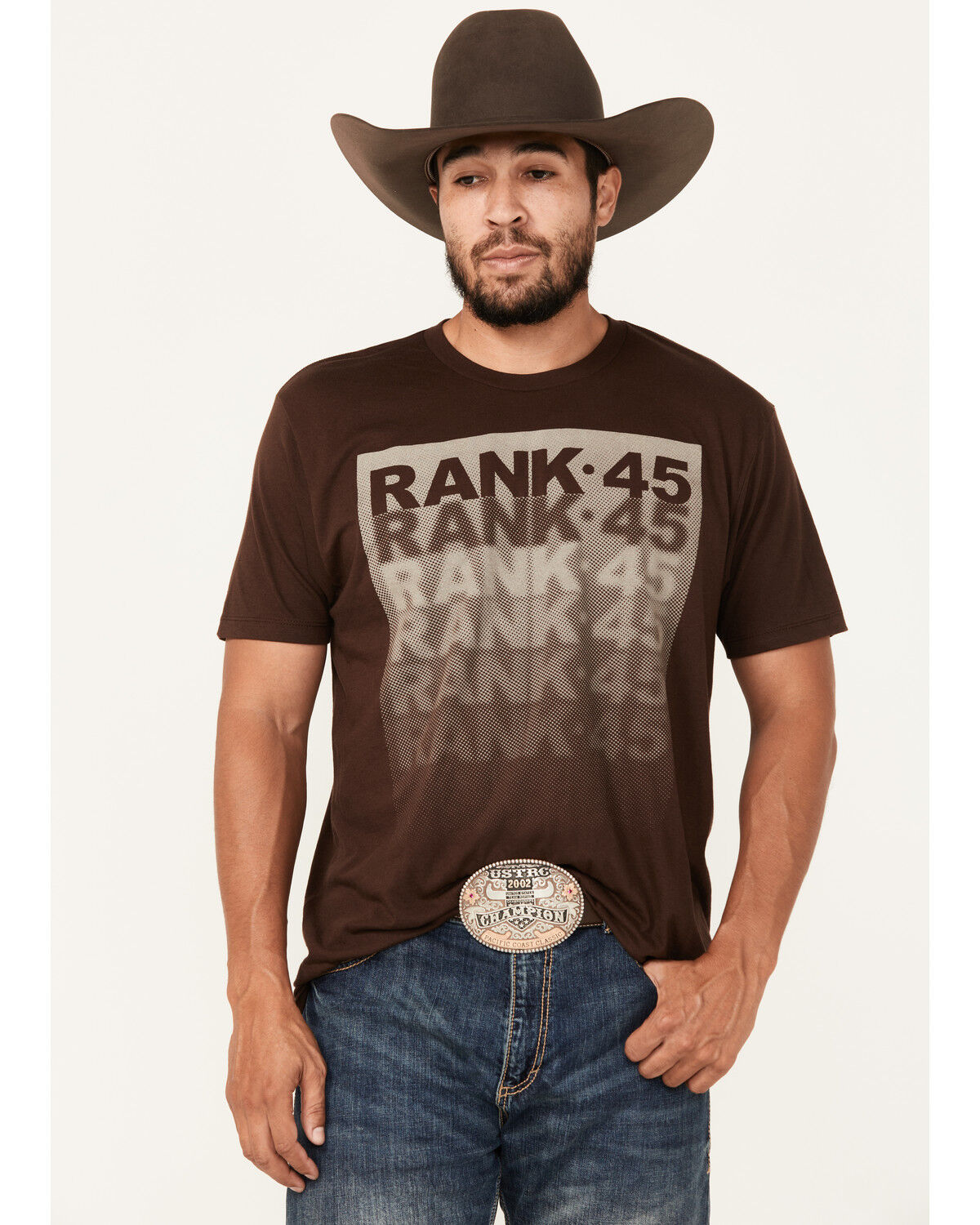 Image #1 - RANK 45® Men's Blurville Short Sleeve Graphic T-Shirt, Chocolate, hi-res