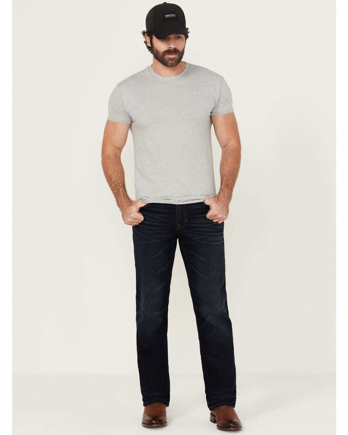 Brothers and Sons Men's Cochise Wash Tucker Slim Straight Stretch Denim Jeans, Dark Wash, hi-res
