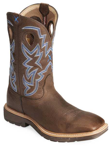 Twisted X Men's Lite Weight Work Boots - Square Toe, Brown, hi-res
