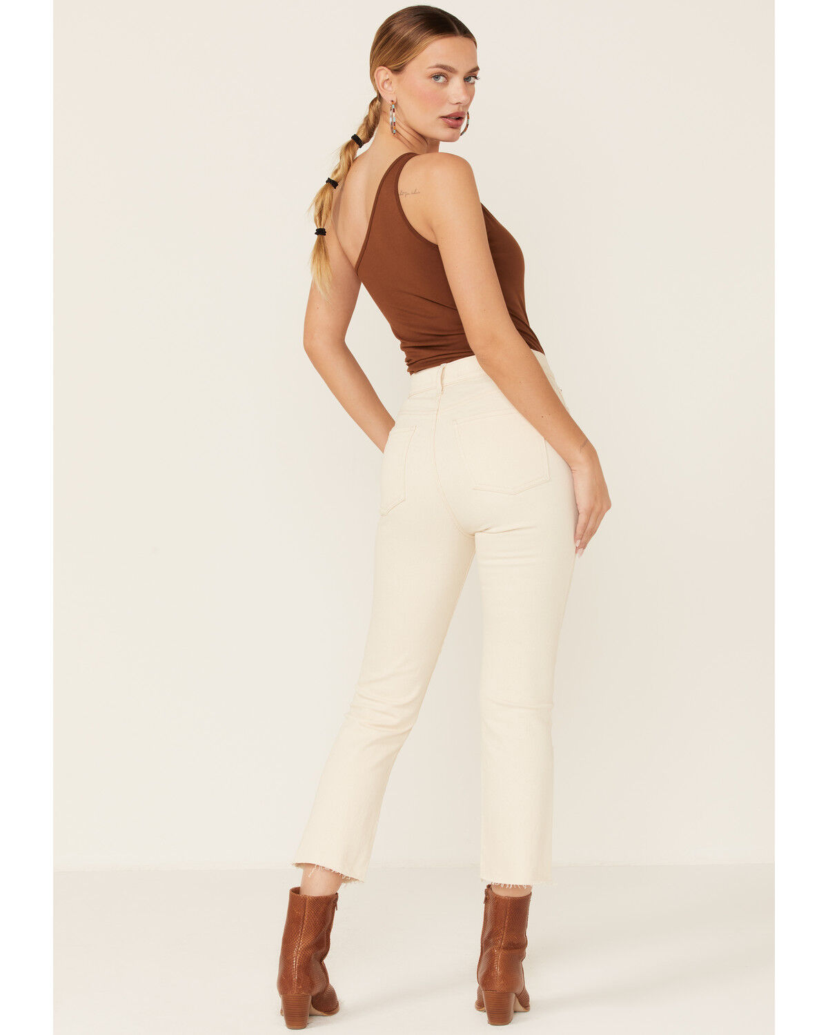Image #3 - Daze Women's Shy Girl High Rise Ivory Crop Flare Jeans, Natural, hi-res