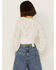 Image #4 - Shyanne Women's Smocked Waist Long Sleeve Crop Top, White, hi-res