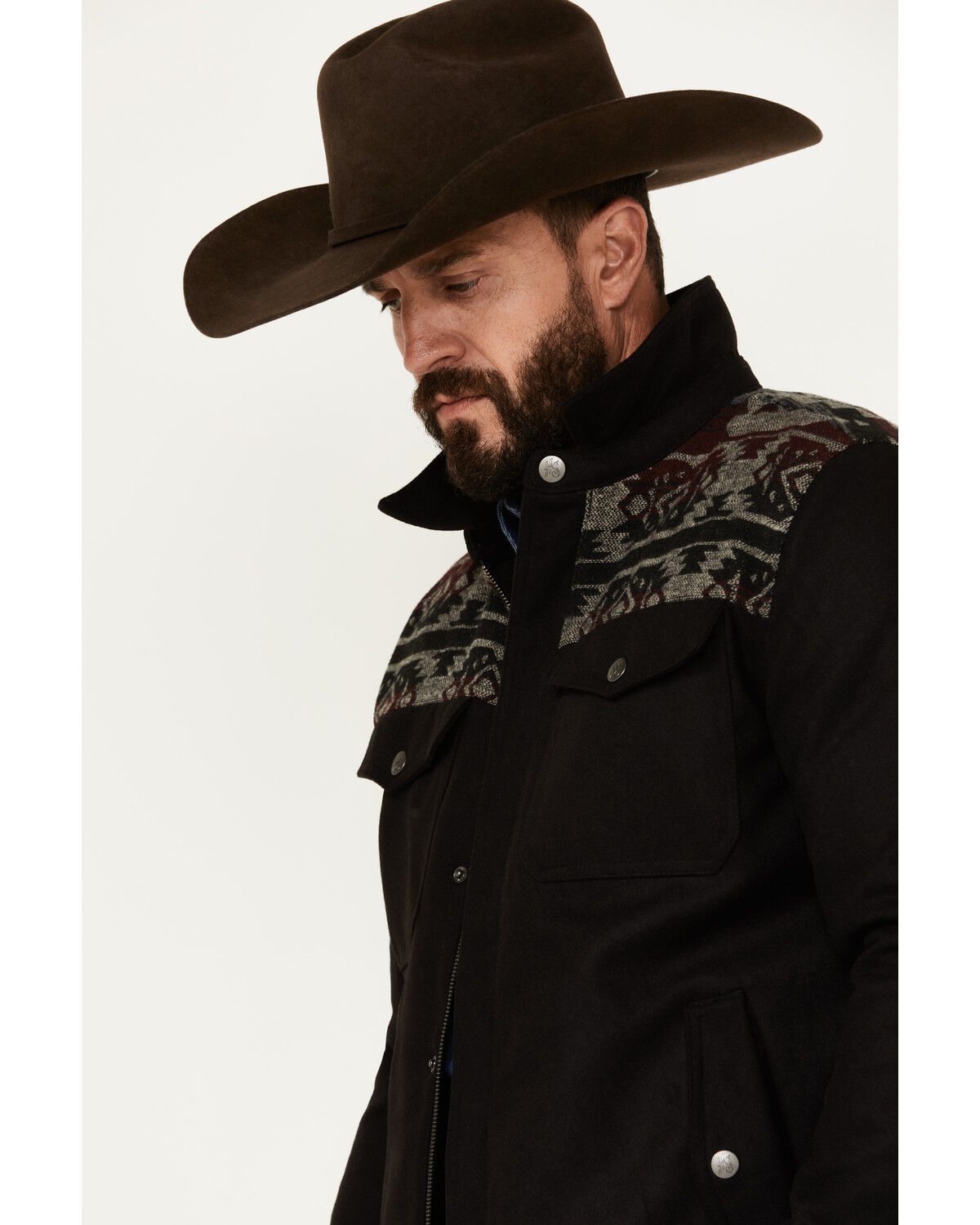 Image #2 - Moonshine Spirit Men's Southwestern Print Snap Trucker Jacket, Black, hi-res
