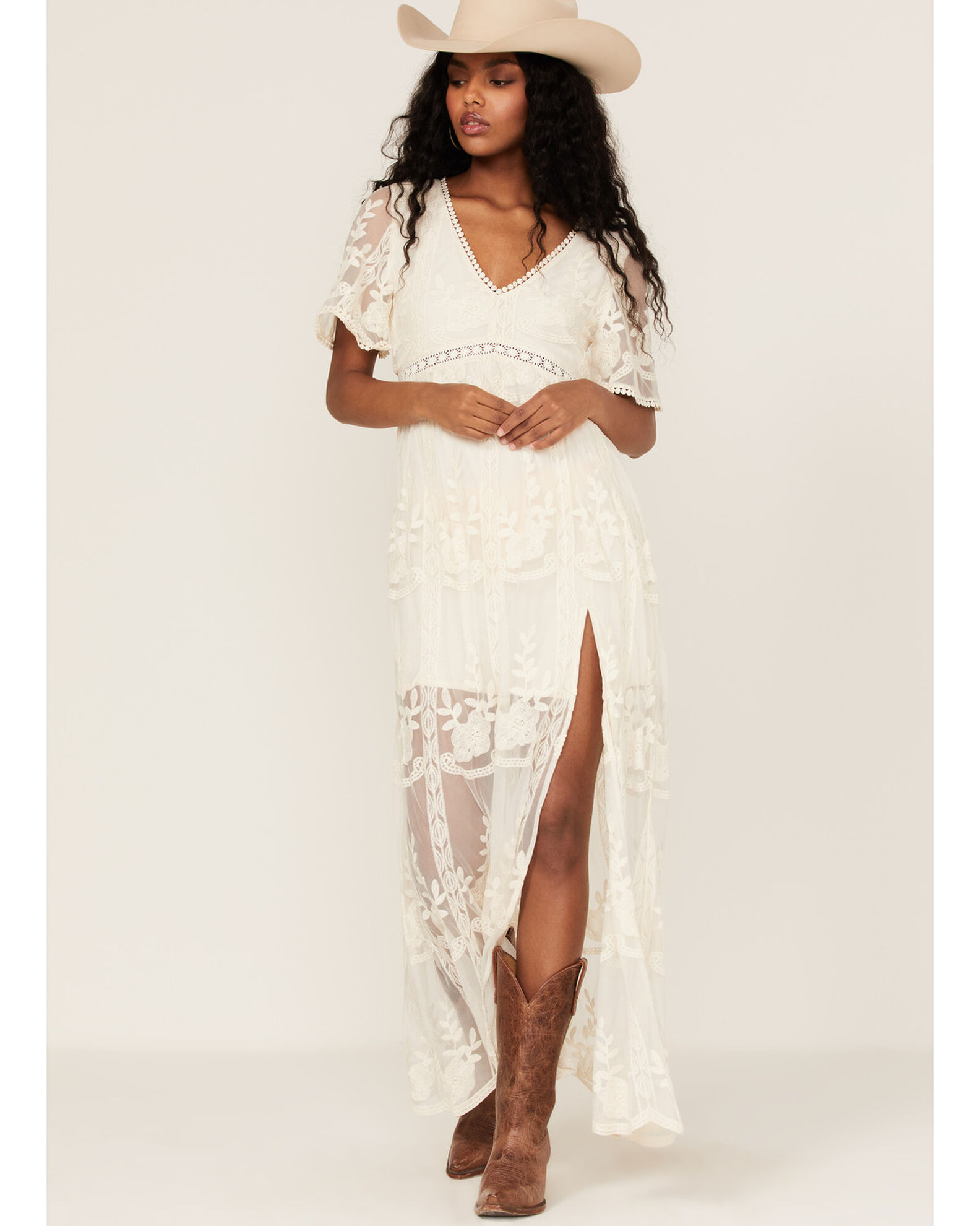 Shyanne Women s Floral Lace Split Leg Maxi Dress Sheplers