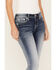 Miss Me Women's Medium Wash Stretch Mid Rise Peacock Embroidery Bootcut Jeans, Medium Wash, hi-res