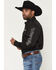 Image #1 - Wrangler Men's Solid Logo Long Sleeve Snap Western Shirt, Black, hi-res