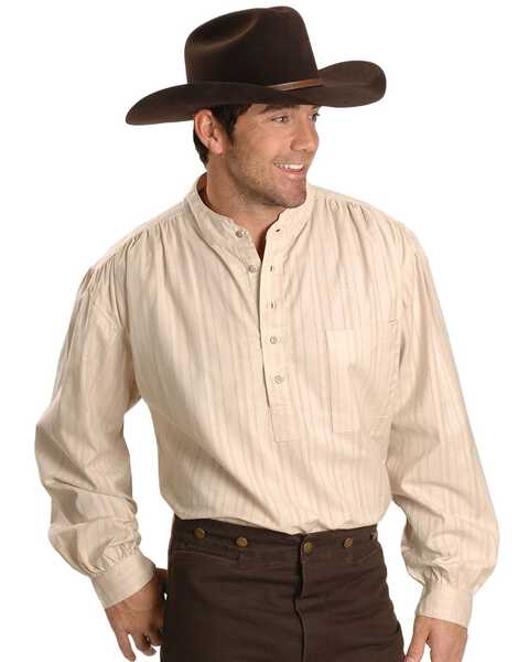 Image #1 - Rangewear by Scully Men's Lightweight Railroader Long Sleeve Western Shirt , Natural, hi-res