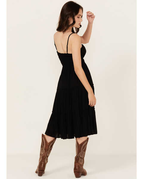 Image #4 - Angie Women's Cinch Waist Tiered Cami Midi Dress, Black, hi-res