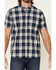 North River Men's Plaid Short Sleeve Button Down Western Shirt , Indigo, hi-res