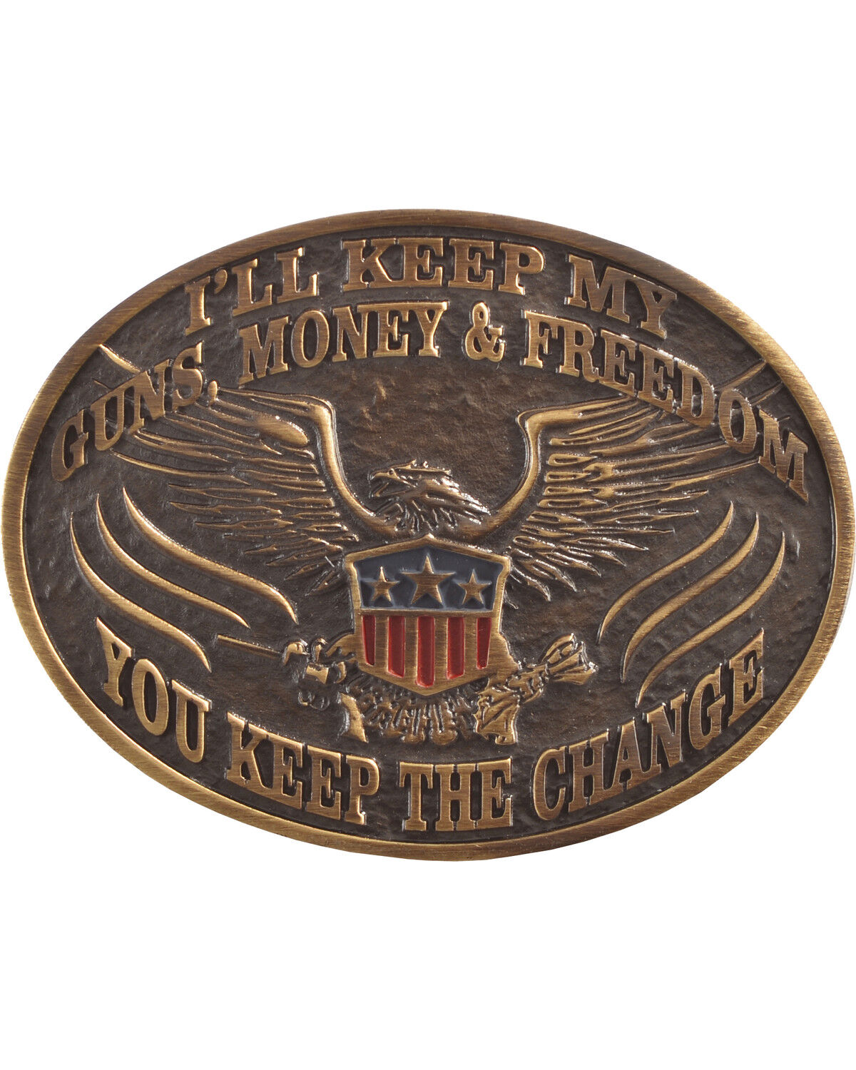 Image #1 - Cody James Men's I'll Keep My Guns Belt Buckle, Bronze, hi-res