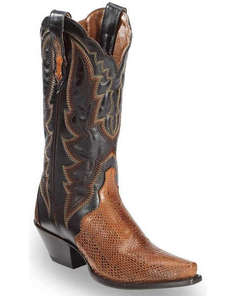 Image #1 - Dan Post Women's Cognac Water Snake Triad Cowgirl Boots - Snip Toe, , hi-res