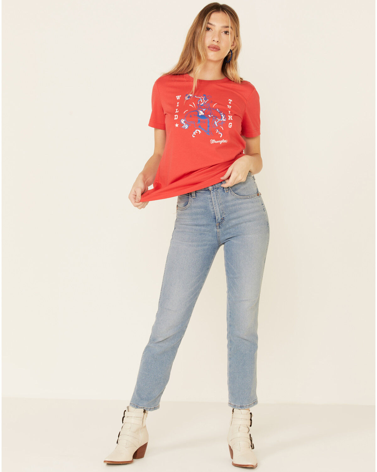 Image #2 - Wrangler Women's Bronco Logo Graphic Tee, Red, hi-res