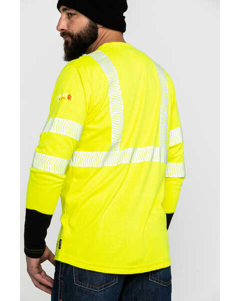 Image #2 - Ariat Men's FR Crew Hi-Vis Long Sleeve Work Shirt , Yellow, hi-res