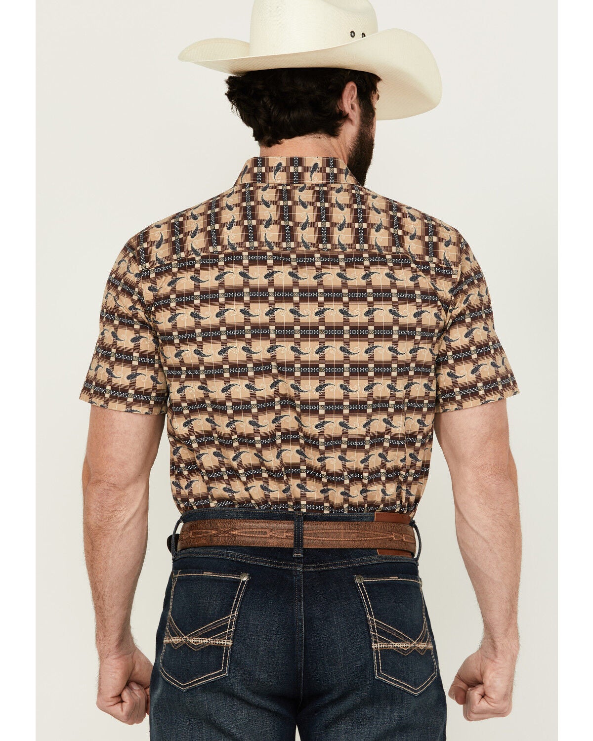 Image #4 - Gibson Men's Ombre Swirl Print Short Sleeve Button-Down Western Shirt, Brown, hi-res