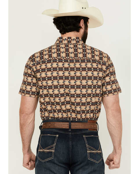 Image #4 - Gibson Men's Ombre Swirl Print Short Sleeve Button-Down Western Shirt , Brown, hi-res