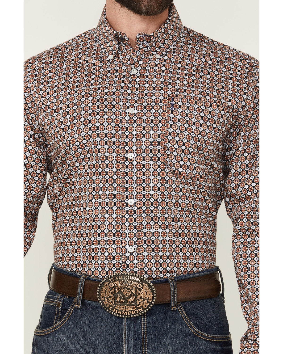 Image #3 - Cinch Men's Geo Print Long Sleeve Button-Down Western Shirt, Multi, hi-res