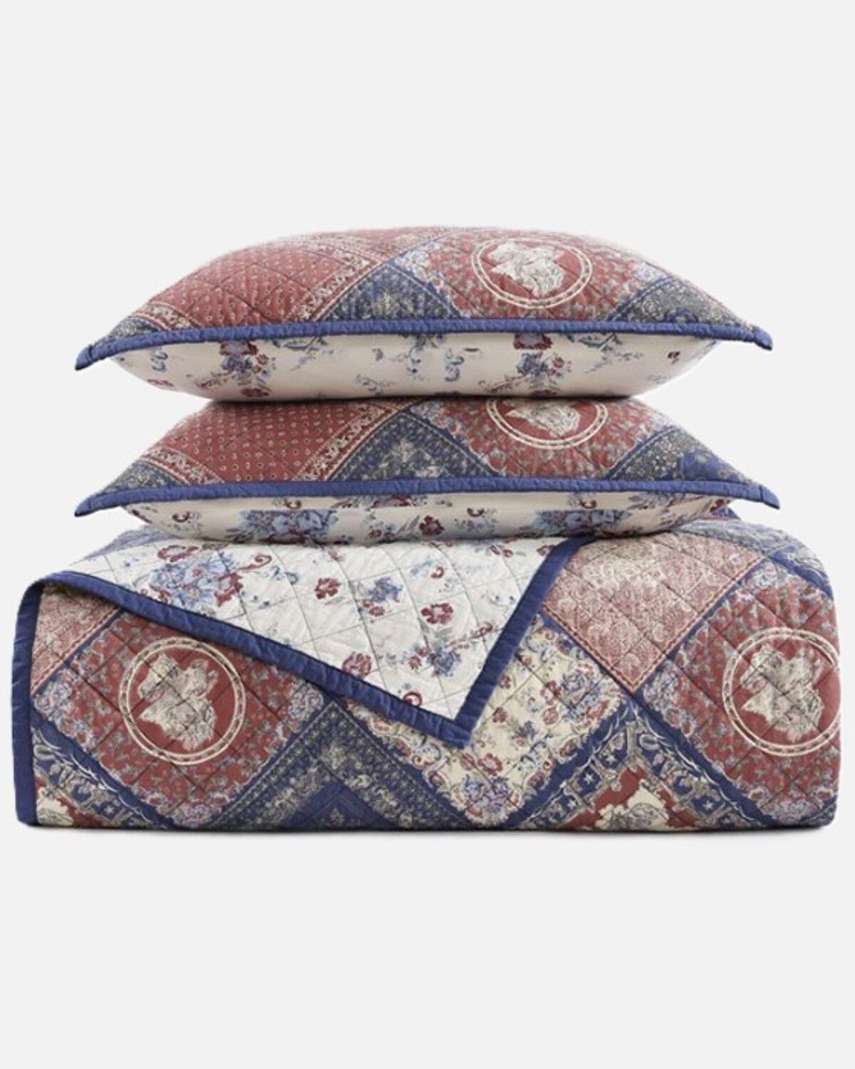 Image #2 - HiEnd Accents Patchwork Bandana Reversible Queen Size Quilt Set - 3 Piece, Multi, hi-res