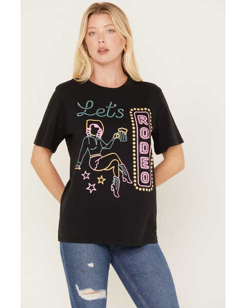 Image #1 - Idyllwind Women's Quail Let's Rodeo Short Sleeve Graphic Tee, Black, hi-res