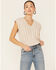 Image #1 - Very J Women's Oatmeal Cable Knit Cropped Sweater Vest, , hi-res