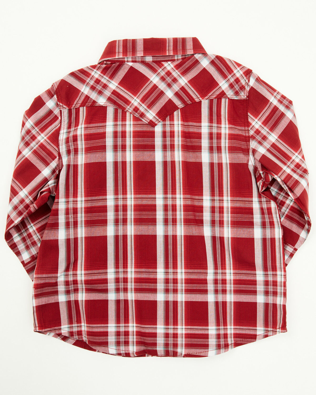 Image #3 - Wrangler Toddler Boys' Plaid Print Long Sleeve Snap Western Shirt, Red, hi-res