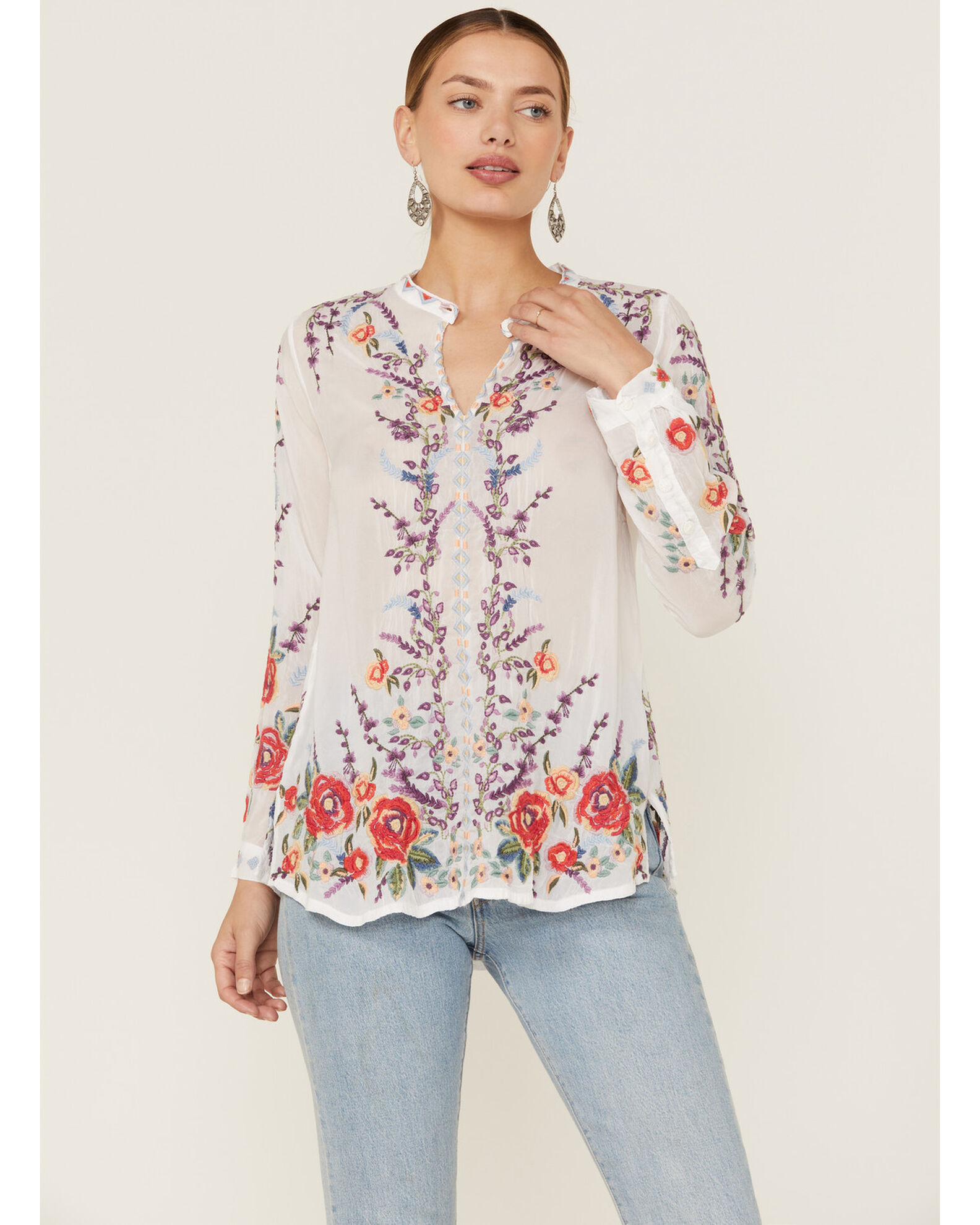 Johnny authentic Was Embroidered Blouse Top Black Size : X-Small