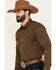 Image #2 - Blue Ranchwear Men's Solid Twill Long Sleeve Snap Stretch Western Shirt, Bark, hi-res