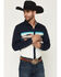 Image #1 - RANK 45&reg; Men's Electric Desert Border Print Long Sleeve Snap Stretch Western Shirt, Natural, hi-res