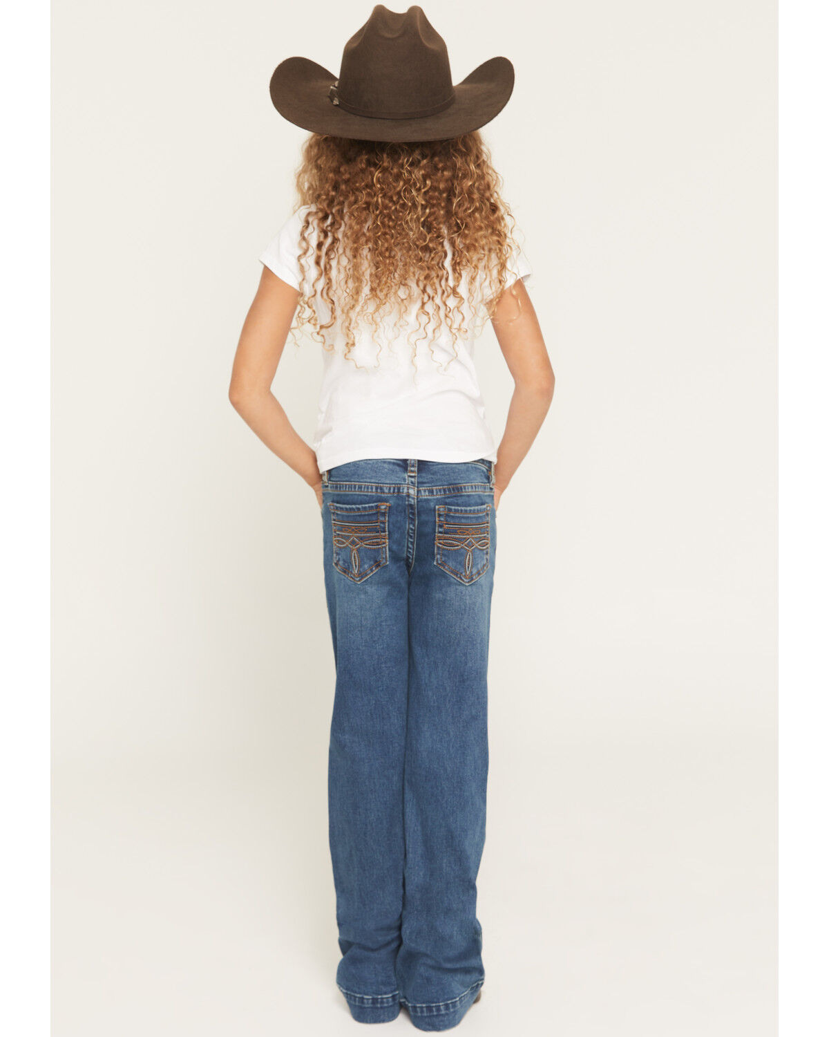Image #3 - Rock & Roll Denim Girls' Medium Wash Trouser Stretch Denim Jeans, Medium Wash, hi-res