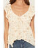 Image #3 - Wild Moss Women's Floral Print Hanky Hem Short Sleeve Top, Cream, hi-res