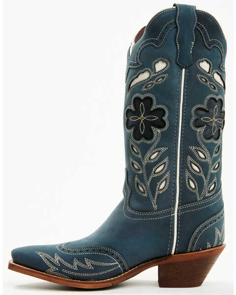 Image #3 - Laredo Women's Floral Underlay Western Boots - Snip Toe , Dark Blue, hi-res