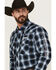Image #2 - Wrangler Men's Embroidered Plaid Print Long Sleeve Snap Western Shirt, Black, hi-res