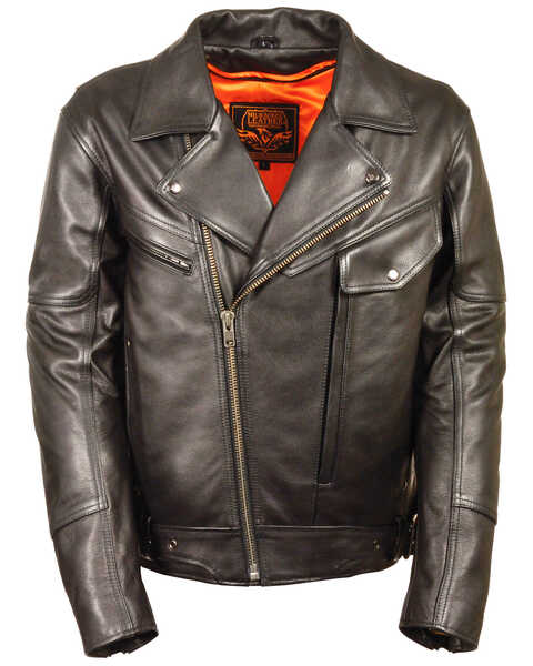 Image #1 - Milwaukee Leather Men's Side Belt Utility Pocket Motorcycle Jacket - 4X, Black, hi-res