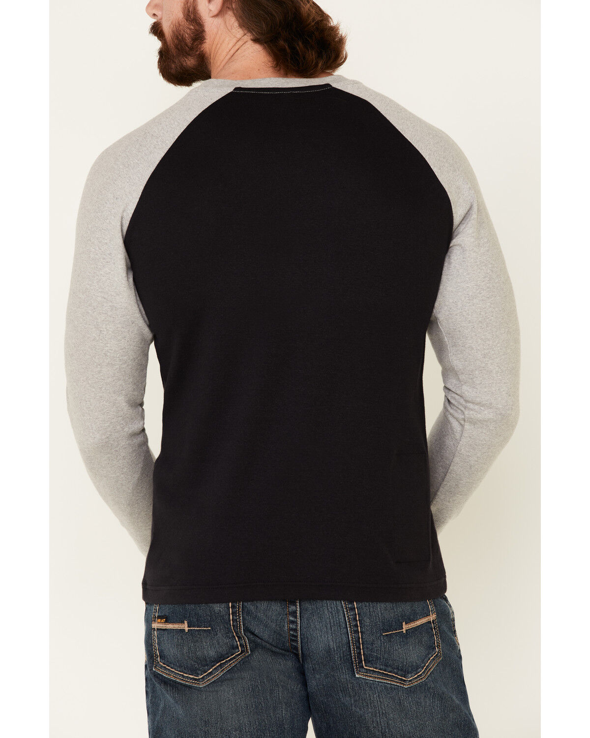 Image #4 - Rock & Roll Denim Men's FR Black Long Sleeve Work Raglan T-Shirt, Black, hi-res