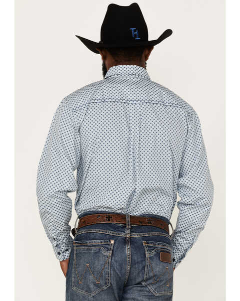 Image #4 - Cowboy Hardware Men's Diamond Star Print Long Sleeve Button-Down Western Shirt, Blue, hi-res