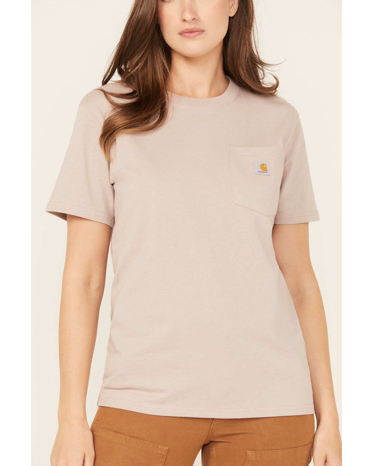 Image #3 - Carhartt Women's Loose Fit Heavyweight Short Sleeve Pocket T-Shirt, Tan, hi-res