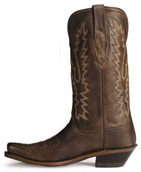 Old West Women's Distressed Leather Cowgirl Boots  - Snip Toe, Dark Brown, hi-res