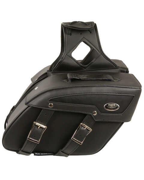 Image #2 - Milwaukee Leather Medium Zip-Off PVC Slanted Throw Over Saddle Bag, Black, hi-res