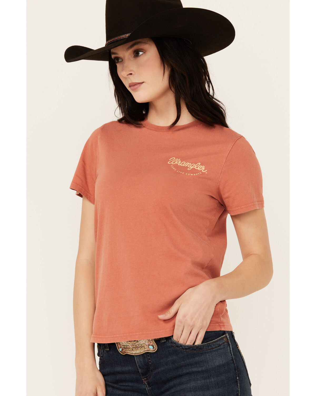 Image #2 - Wrangler Retro Women's Boot Barn Exclusive Long Live Cowboys Short Sleeve Graphic Tee, Rust Copper, hi-res