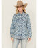 Image #2 - Wrangler Retro Women's Southwestern Print Long Sleeve Pearl Snap Denim Western Shirt, Blue, hi-res
