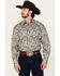 Image #1 - Stetson Men's Paisley Print Long Sleeve Snap Western Shirt, Grey, hi-res