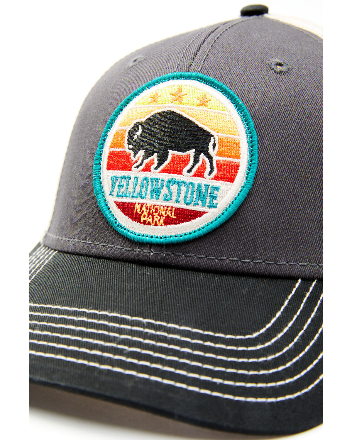 Image #2 - H3 Sportgear Men's Yellowstone National Park Buffalo Circle Patch Ball Cap, Grey, hi-res