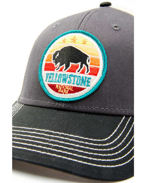 Image #2 - H3 Sportgear Men's Yellowstone National Park Buffalo Circle Patch Mesh-Back Baseball Cap, Grey, hi-res