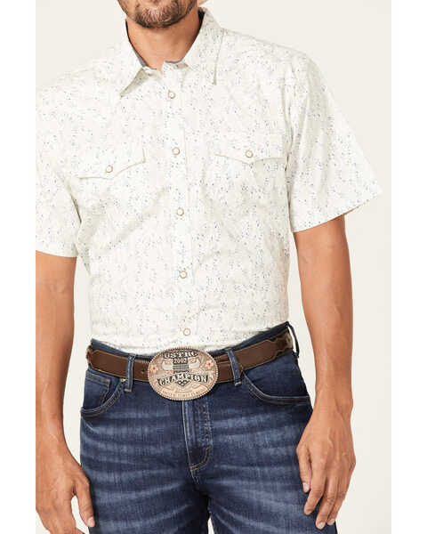 Cody James Men's Liberty Hill Floral Print Short Sleeve Snap Western Shirt , Cream, hi-res
