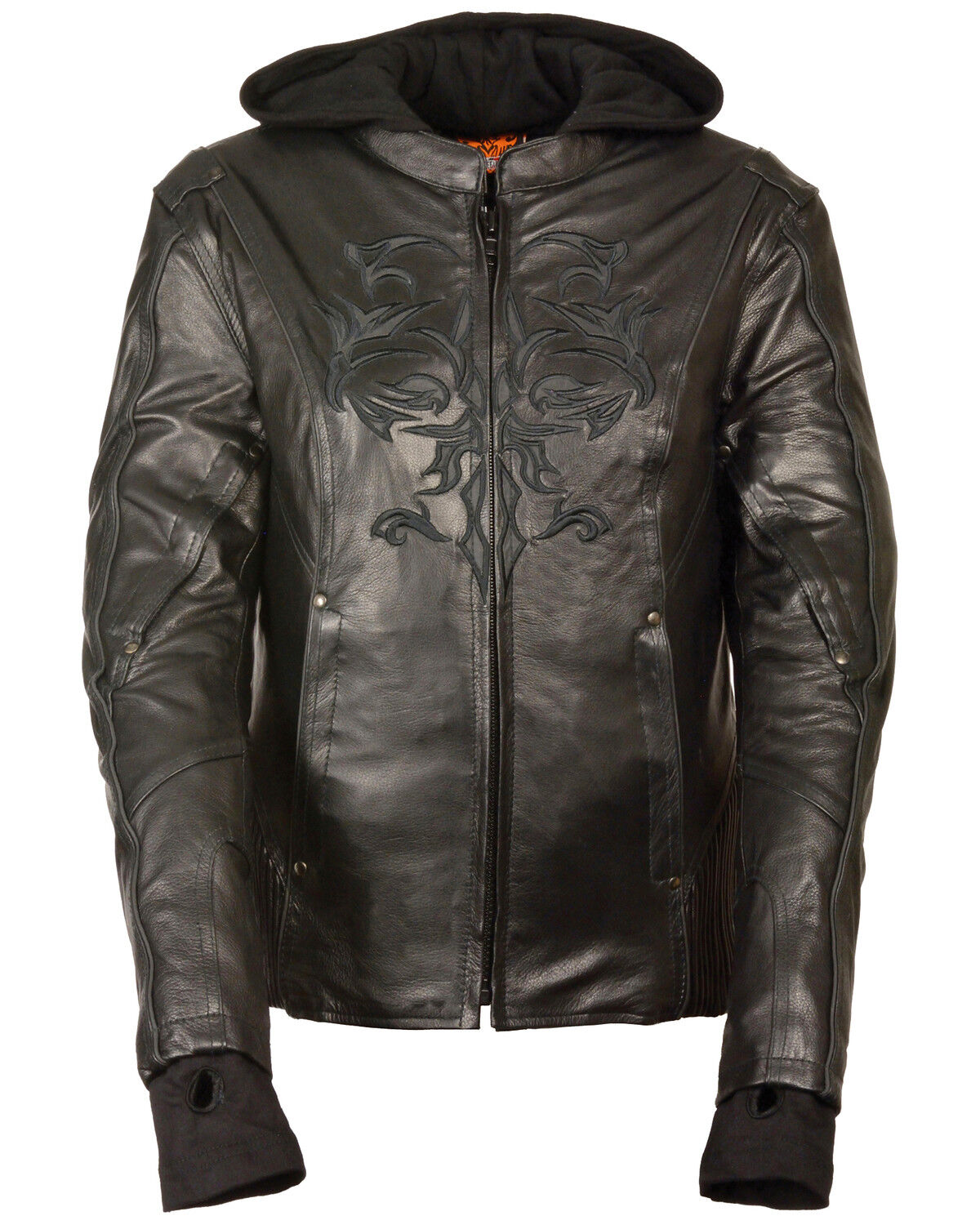 Image #1 - Milwaukee Leather Women's 3/4 Leather Jacket With Reflective Tribal Detail - 4X, , hi-res