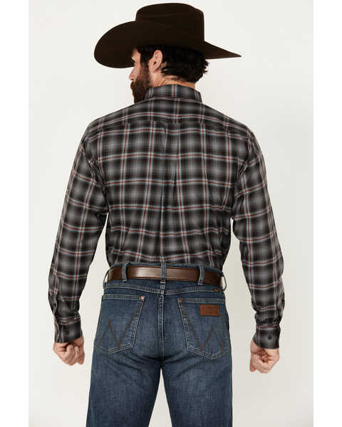 Image #4 - Ariat Men's Newton Plaid Print Long Sleeve Button-Down Performance Shirt, Grey, hi-res