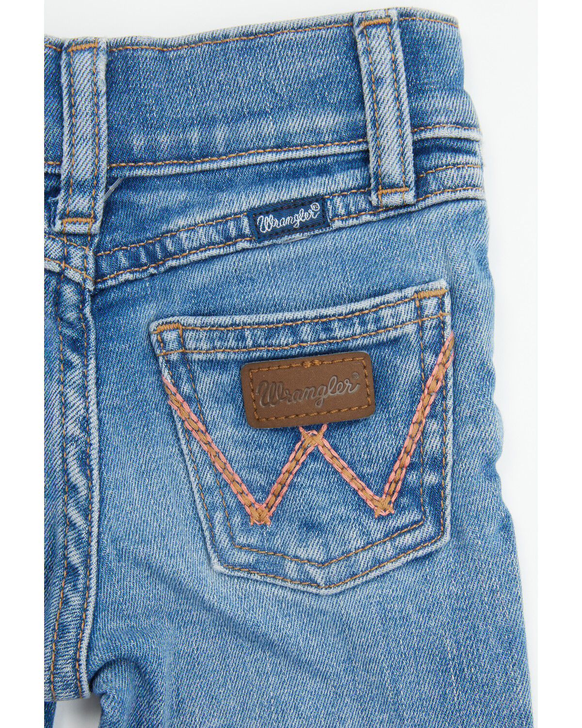 Image #2 - Wrangler Infant Girls' Medium Wash Bootcut Stretch Denim Jeans, Medium Wash, hi-res