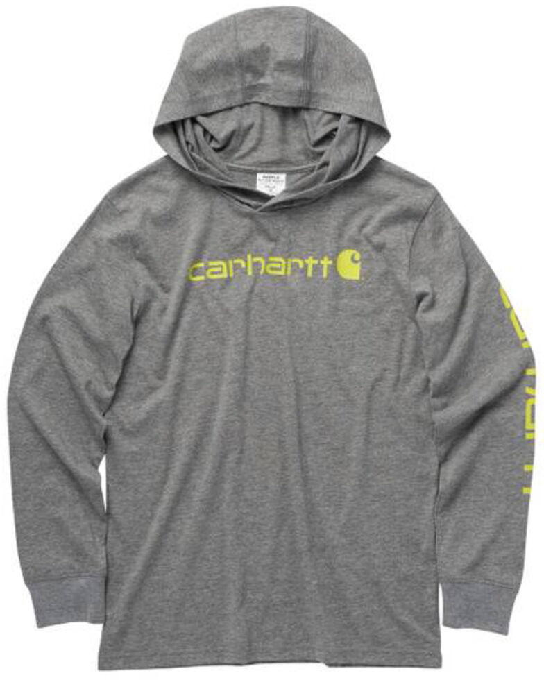Carhartt Boys (4-7) Dark Grey Logo Sleeve Graphic Hooded Sweatshirt , Dark Grey, hi-res