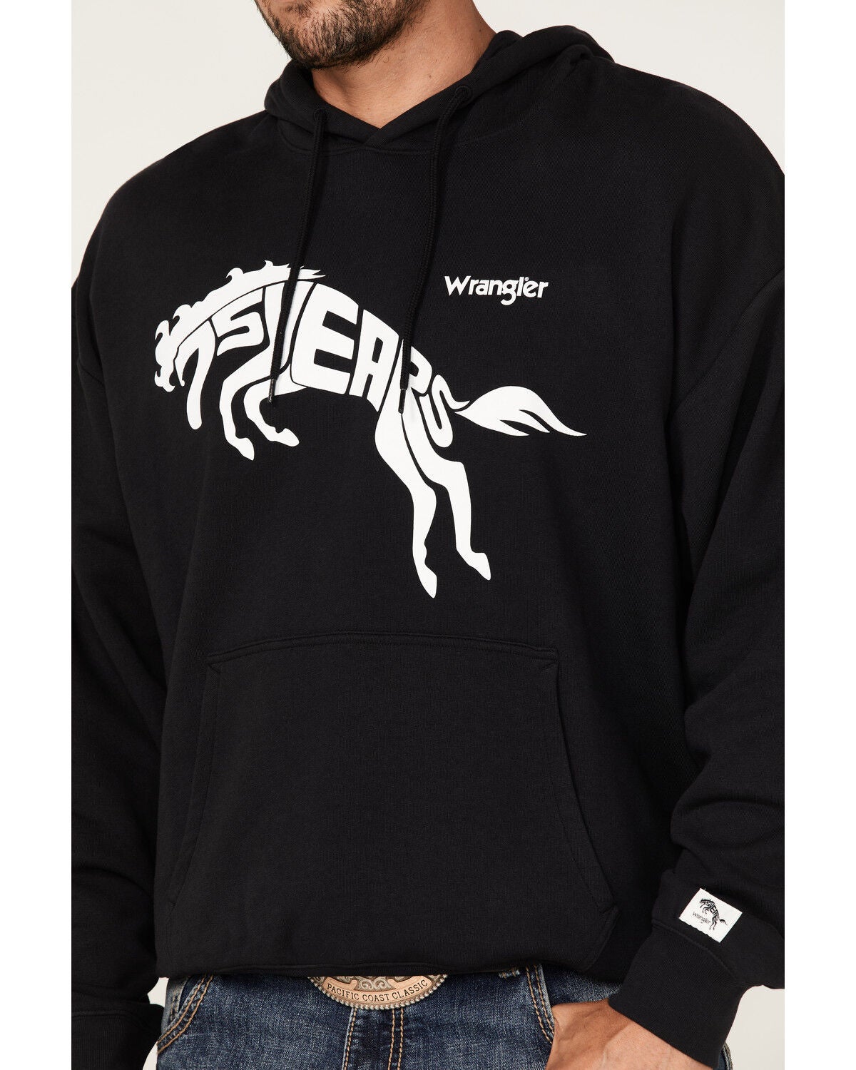 Image #3 - Wrangler Men's 75 Years Black Horse Graphic Hooded Sweatshirt, , hi-res